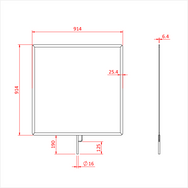 Doughty Flag Frame G3016 technical dimensions — 36x36 inch flat aluminium flag frame with 16mm spigot pin diagram - imagen 3