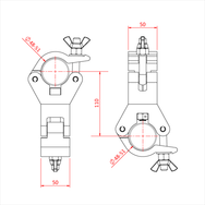 Doughty All Weather Swivel Coupler - Adjustable pipe clamp with precise measurements and wingnut fastener. - imagen 4