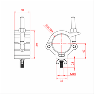 Doughty All Weather Mammoth Hook Clamp - Adjustable pipe clamp with precise dimensions and measurements. - imagen 3