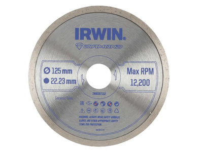 IRWIN® Continuous Rim Diamond Blade 125 x 22.23mm – – Now available at MTN Shop UK.