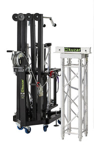 Kuzar K-10 truss tower lift folded in compact storage position