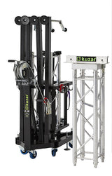 Kuzar K-10 truss tower lift folded in compact storage position