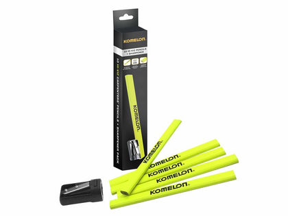Komelon - Komelon Carpenters Pencil and Sharpener Set, 10 Piece - High-visibility carpenter pencils with sharpener, pack of ten.