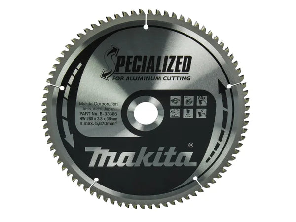 Makita B-33386 Specialized Aluminium Saw Blade 260 x 30mm x 80T – – Now available at MTN Shop UK.