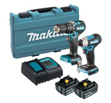 Makita - Makita DLX2414ST Combi Kit 18V 2 x 5.0Ah Li-ion - Makita cordless drill set with case and batteries.