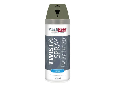 PlastiKote Twist & Spray Matt 400ml Olive Green – – Now available at MTN Shop UK.