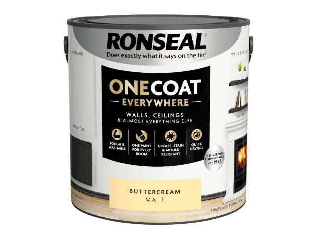 Ronseal One Coat Everywhere Interior Paint Buttercream Matt 2.5 litre – – Now available at MTN Shop UK. - imagen 3