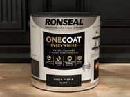Ronseal One Coat Everywhere Interior Paint Black Pepper Matt 2.5 litre – – Now available at MTN Shop UK.