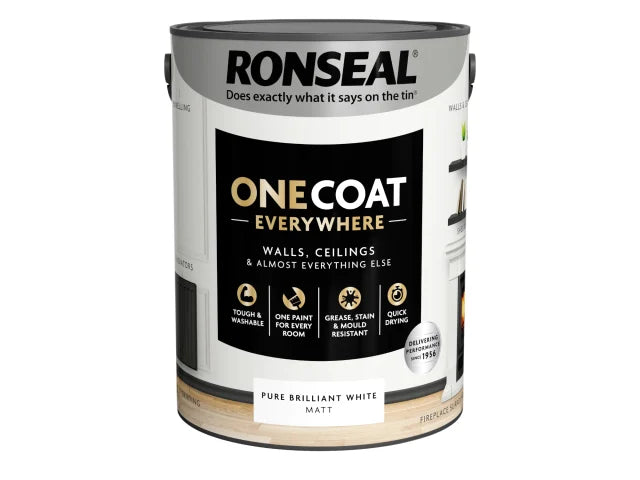 Ronseal One Coat Everywhere Interior Paint Pure Brilliant White Matt 5 litre – – Now available at MTN Shop UK. - imagen 3