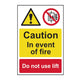 Scan Caution Event of Fire Do Not Use Lift - PVC Sign 200 x 300mm