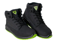 Scan - Scan Viper SBP Safety Boots - Black work boots with green soles, Viper logo.