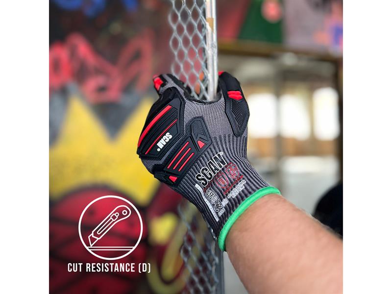 Scan Nitrile Palm Impact Cut D Gloves - L (Size 9) - imagen 4