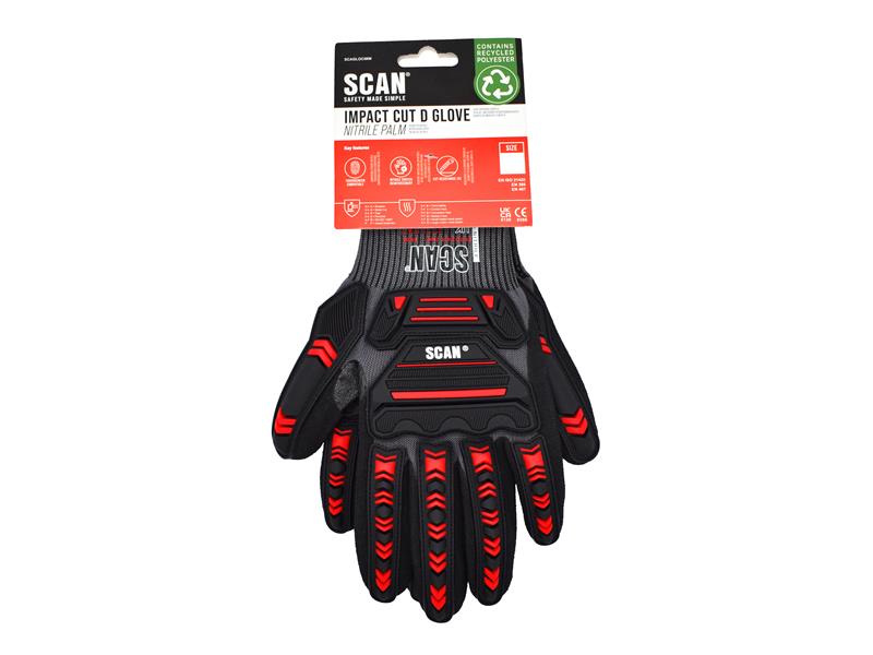 Scan Nitrile Palm Impact Cut D Gloves - L (Size 9) - imagen 6