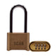 Scan Brass Combination Padlock 50mm Long Shackle