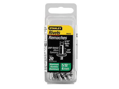 Stanley 1-PAA52 Aluminium Rivets Short 4 x 3mm Pack of 20