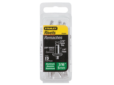 Stanley 1-PAA64 Aluminium Rivets Medium 5 x 7mm Pack of 15