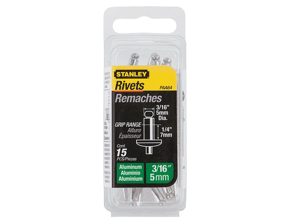 Stanley 1-PAA64 Aluminium Rivets Medium 5 x 7mm Pack of 15