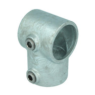 Doughty Pipeclamp Short Tee - Steel pipe connector with dual hex bolts.