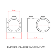 Doughty Pipeclamp Short Tee - Mechanical component dimensions diagram, labeled in millimeters. - imagen 5