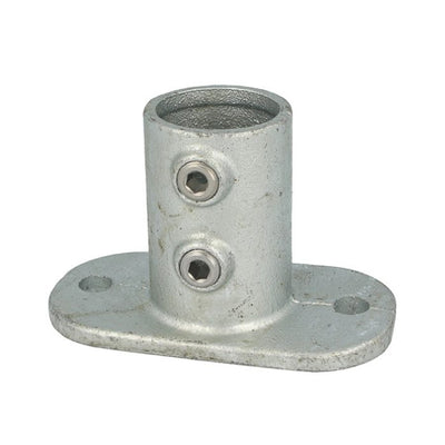 Doughty Pipeclamp Railing Base Flange - Galvanized steel flange fitting with dual screws.