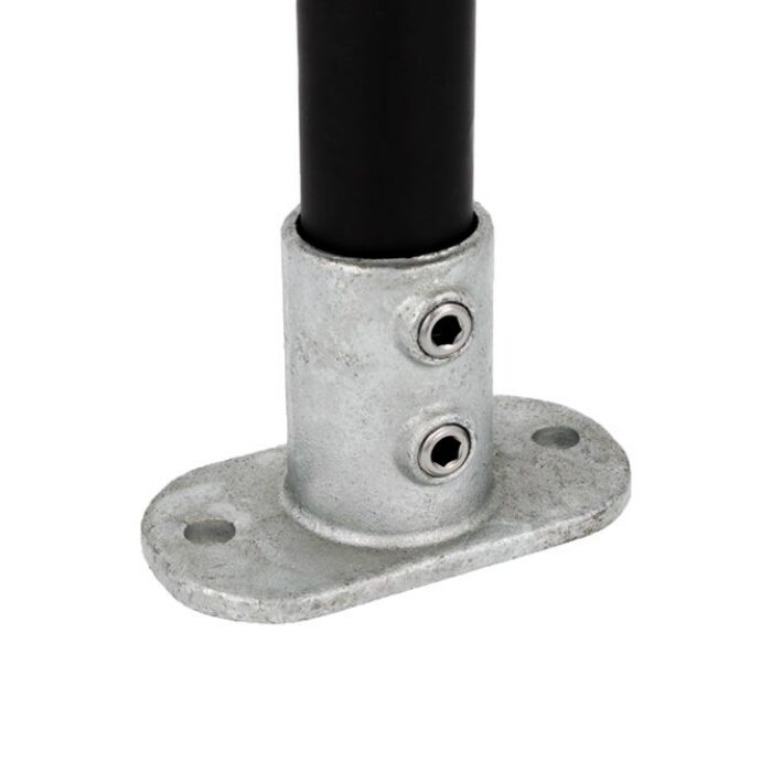 Doughty Pipeclamp Railing Base Flange - Metal flange with black pole connector attachment. - imagen 3
