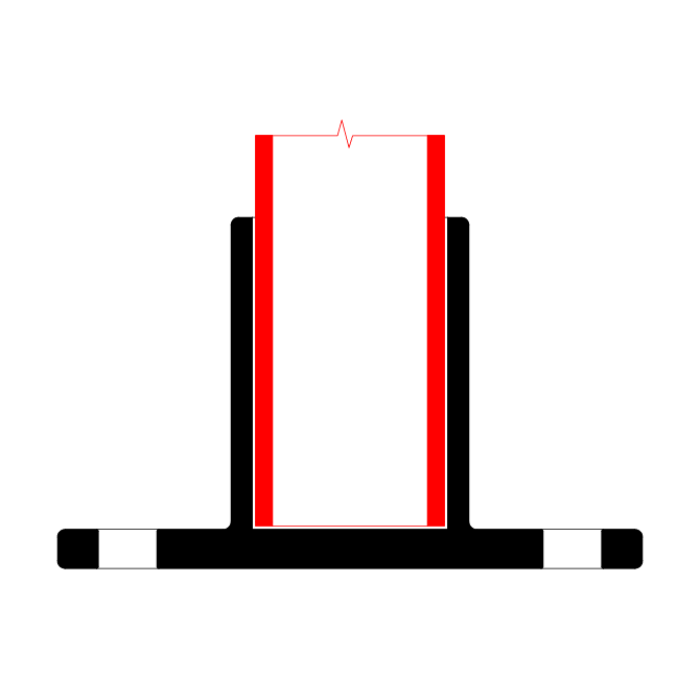 Doughty Pipeclamp Railing Base Flange - Industrial I-beam with red stress lines. - imagen 4