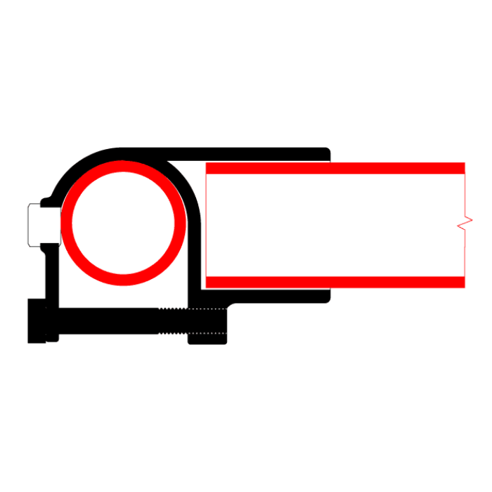 Doughty Pipeclamp Clamp On Tee - Cross-section industrial clamp with circular and linear features. - imagen 3
