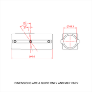 Doughty Speedrail Angled Cross 10-35 - Technical diagram of bracket dimensions and angles displayed. - imagen 2