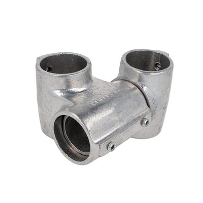 Doughty Speedrail Adjustable Crossover - Industrial metal pipe elbow clamp fitting connector.