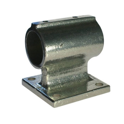 Doughty Speedrail Railing Side Support - Metal pipe flange with mounting holes, shiny finish.