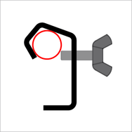 Doughty 18mm Light Duty Hook Clamp - Black bracket with red circle and gray clamp. - imagen 3