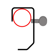 Doughty Hook Clamp 50mm Light Duty - Minimalist metal wall hook, black with red accents. - imagen 4