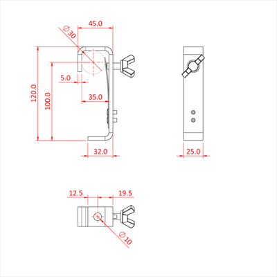Doughty 30mm Hook Clamp c/w Protector Strip – second image