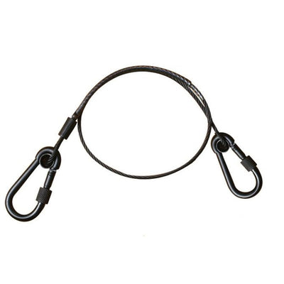 Doughty 15Kg Safety Bond-3mm x 630mm - Black steel security cable with carabiner locks.