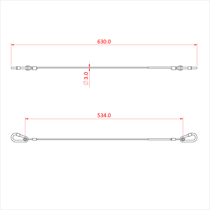 Doughty 15Kg Safety Bond-3mm x 630mm - Steel safety cable with 630mm length, 3mm diameter. - imagen 2