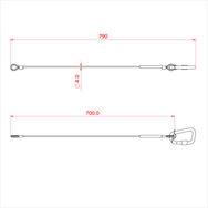 Doughty 50Kg Safety Bond-4mm x 700mm - Steel wire cable with loop and carabiner clip. - imagen 2