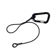Doughty 75Kg Safety Bond-TV Spec - Black safety cable with locking carabiner clip.