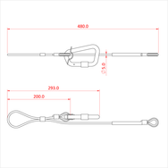 Doughty 75Kg Safety Bond-TV Spec - Steel safety cable with carabiner and loop ends. - imagen 2