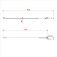 Doughty 75Kg Safety Bond-5mm x 700mm-TV Spec - Steel cable safety tether with hook, 792mm length. - imagen 2