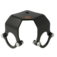 Doughty Demountable Grid Hanger Corner - Heavy-duty black steel pipe clamp bracket.