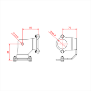 Doughty Demountable Grid Hanger Corner - Metal flange technical drawing with measurements and specifications. - imagen 3