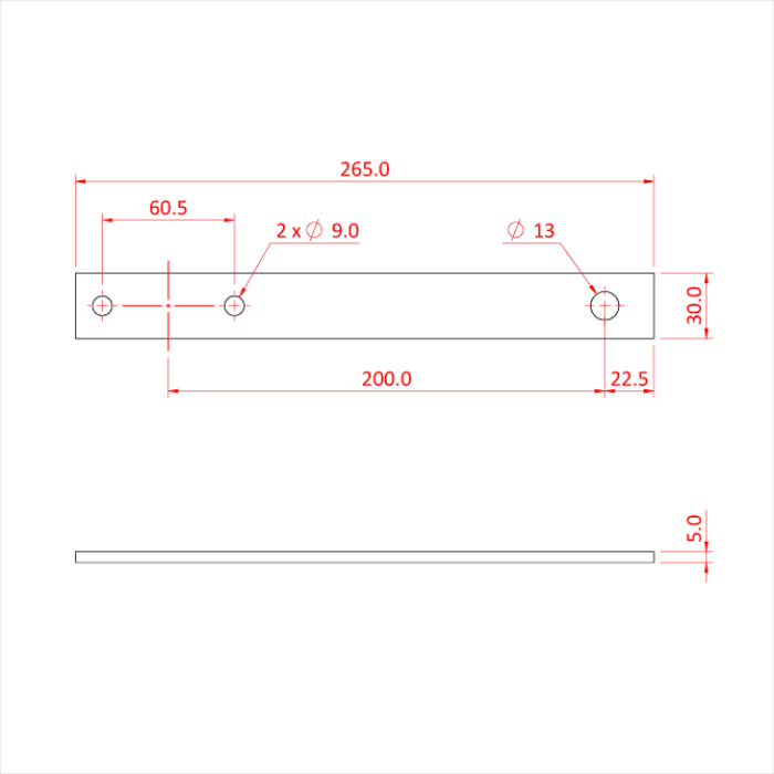 Doughty Extension Plate - Steel bracket dimensions diagram with hole measurements. - imagen 3