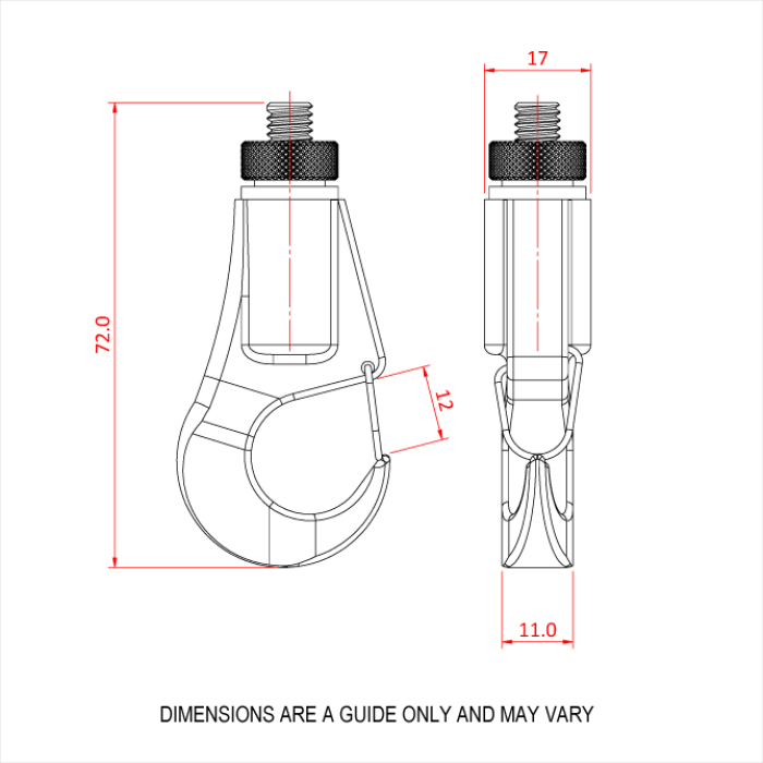 Doughty 30SV with Hook - Metal carabiner clip with screw lock, technical dimensions. - imagen 2