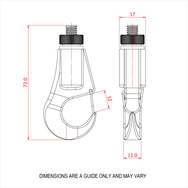 Doughty 30SV with Hook - Metal carabiner clip with screw lock, technical dimensions. - imagen 2