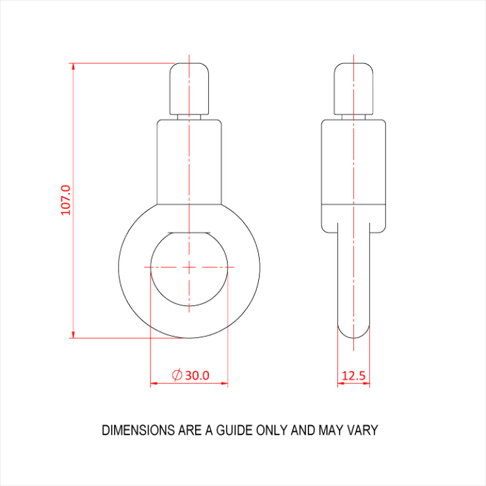 Doughty 50SV III with Ring - Steel lifting eye bolt dimensions diagram, 107mm height. - imagen 4