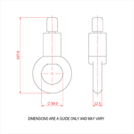 Doughty 50SV III with Ring - Steel lifting eye bolt dimensions diagram, 107mm height. - imagen 4