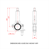 Doughty 50SV III ZW with Clamp - Exhaust valve with detailed dimensions and specifications. - imagen 4