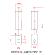 Doughty 66SV III ZW with Fork-Side Exit Wire - Hydraulic cylinder design with detailed dimensional specifications. - imagen 4