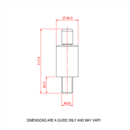 Doughty 80SV III M20 Male - Cylindrical metal component with precise dimensions labeled. - imagen 2