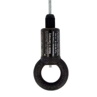 Doughty 80SV III with Ring - Reutlinger cable holder, black, heavy-duty ring clamp.